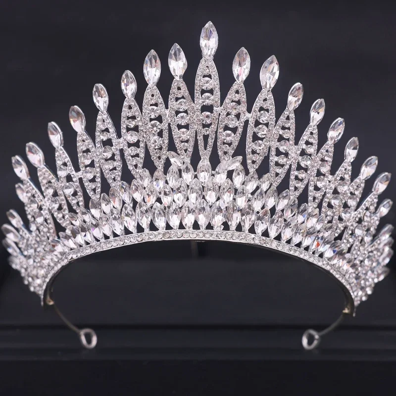 Brautkrone und Tiara Kopfschmuck Gold Silber Farbe Strass Kristall Diadem Königin Krone Prinzessin Tiaras Hochzeit Haarschmuck – Detail 9
