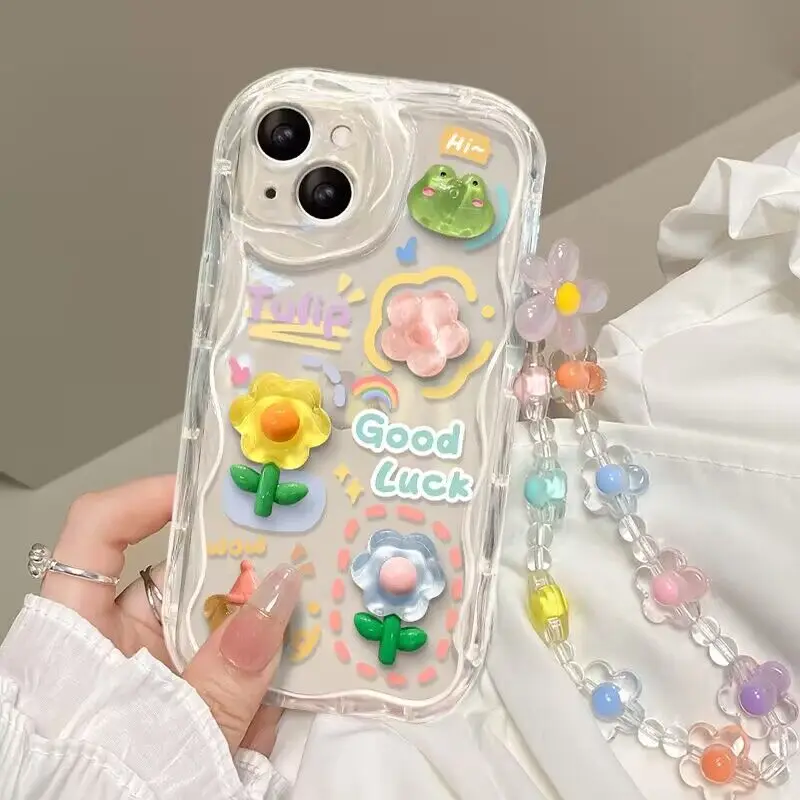 Enhanced 3D Flower Animal Phone Case with Chain