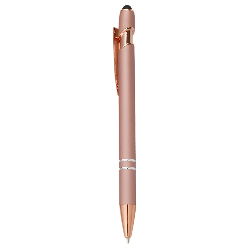 로즈 골드 볼펜, 스타일러스 팁 포함, 블랙 잉크, 부드러운 필기용 펜, 12 개, 1.0mm