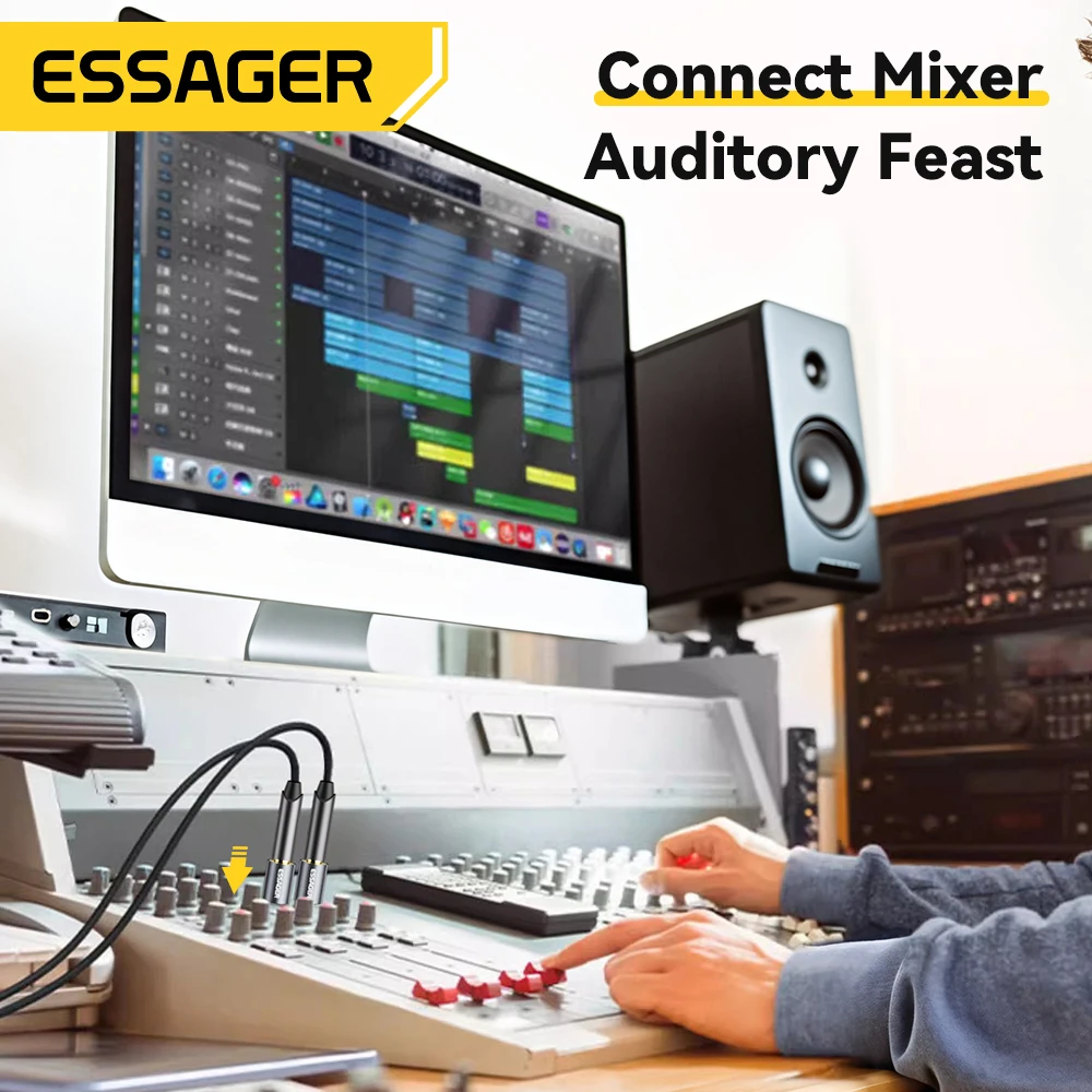 Essager 3.5mm To 6.5mm Audio Jack Adapter For Phone PC Earphones Speaker Sound Card Guitar DVD Amplifier 6.5 To 3.5mm Converters