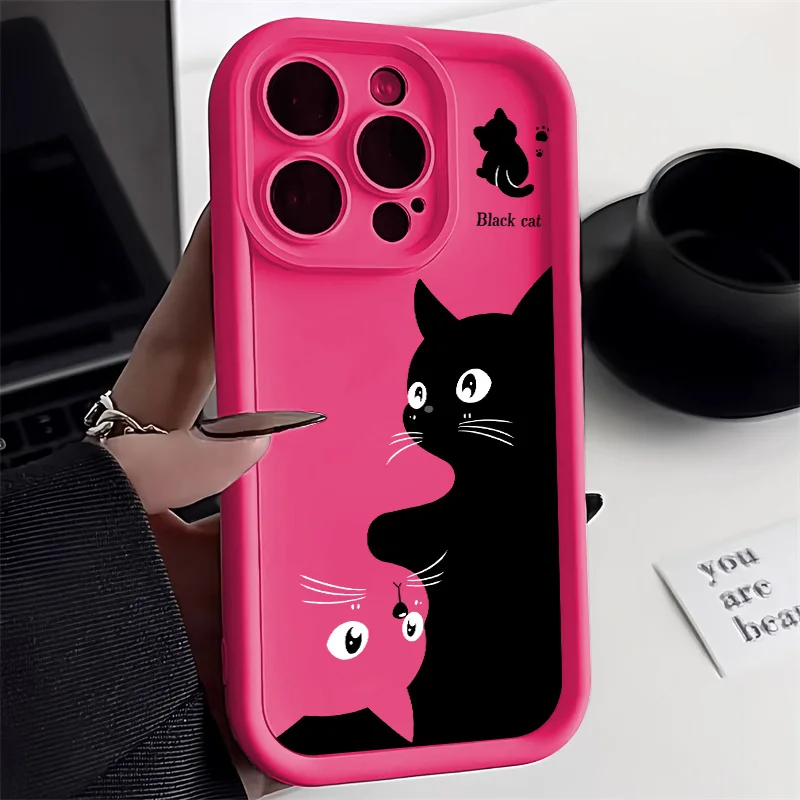 thumbnail image 1 of Soft TPU Phone Case For iPhone 13 Pro Max 11 15 14 12 XR X XS 7 8 Plus SE SE3 14promax 15promax Len Protection Cat Funda Cover, 1 of 5