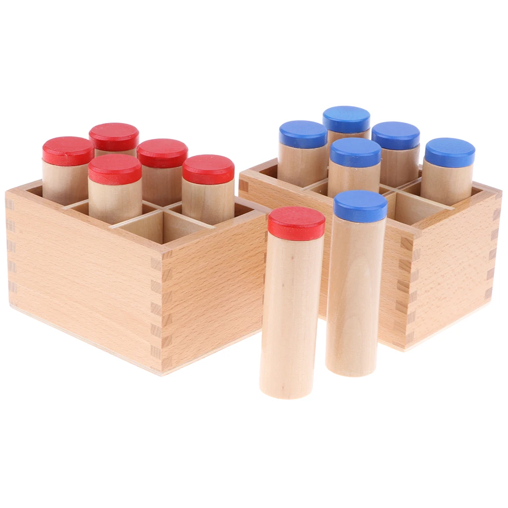 Montessori Sensorial Material Toy-Sound Cylinder Box Set Wooden Toy Develop Hearing Ability For Kids Preschool Educational
