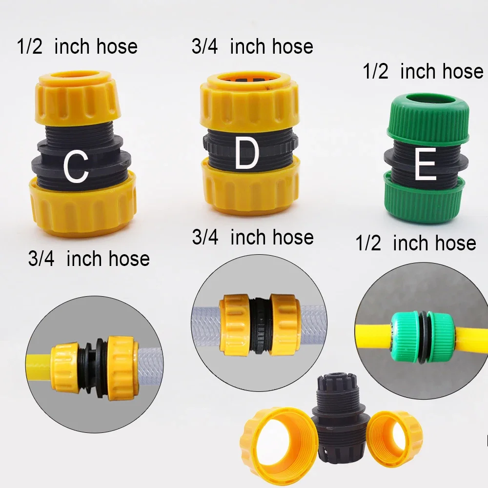 Hose Connector PVC Gardening 3/4 1/2 Car Garden Quick Connect Repair Tubing Fittings