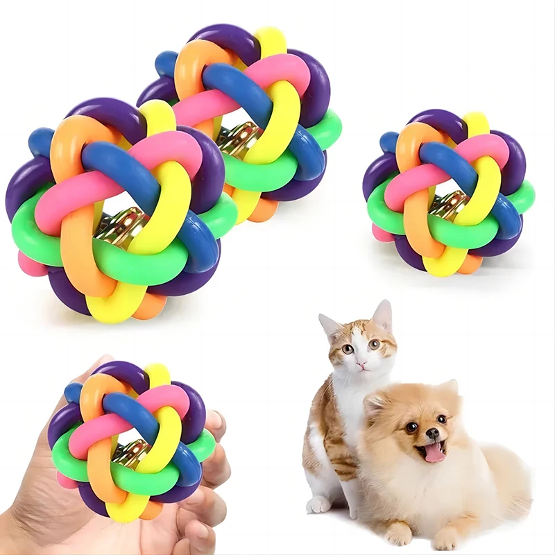 2PCS PVC Material Colorful Bell Toy Ball Pet Cat Dog Interactive Toy 2 PCs PVC Material Colorful Bell Toy Ball Pet Cat Dog Inte 4