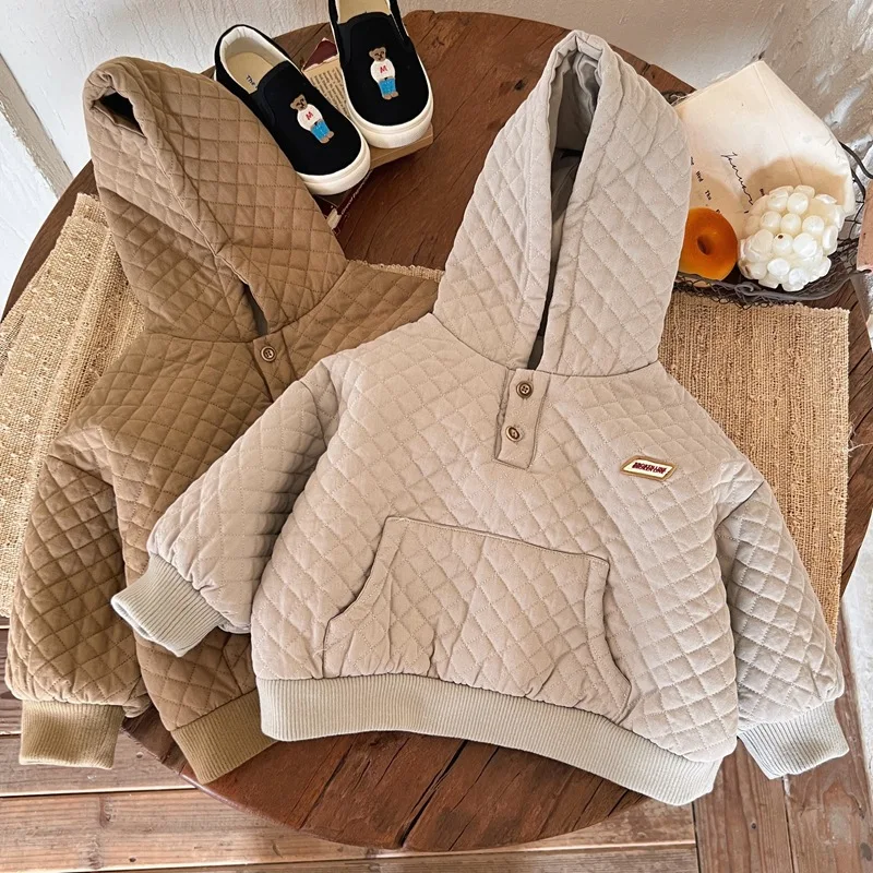 

Boy with cotton fleece qiu dong with quilted upset the baby hooded quilted jacket in the brim child winter coat