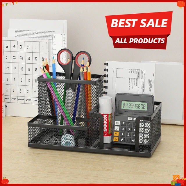Multifuncional Desk Metal Mesh Pen Holder Organizer Office Supplies School Stationery Storage Case Pen Stand Desktop Accessories 1