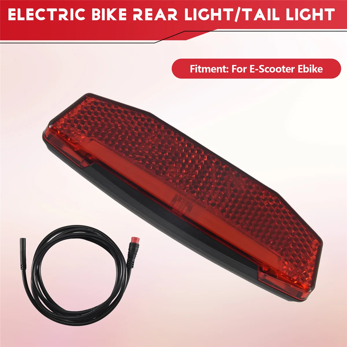 6V-60V Electric Bike Rear Light/Tail Light LED Warning Rear Lamp for E-Scooter Ebike Taillights Waterproof Connector G