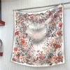 90Cm French New Rose Flower Hangzhou Twill Silk Women's Travel Sunscreen Shawl Large Square Scarf Headscarf Scarf 3