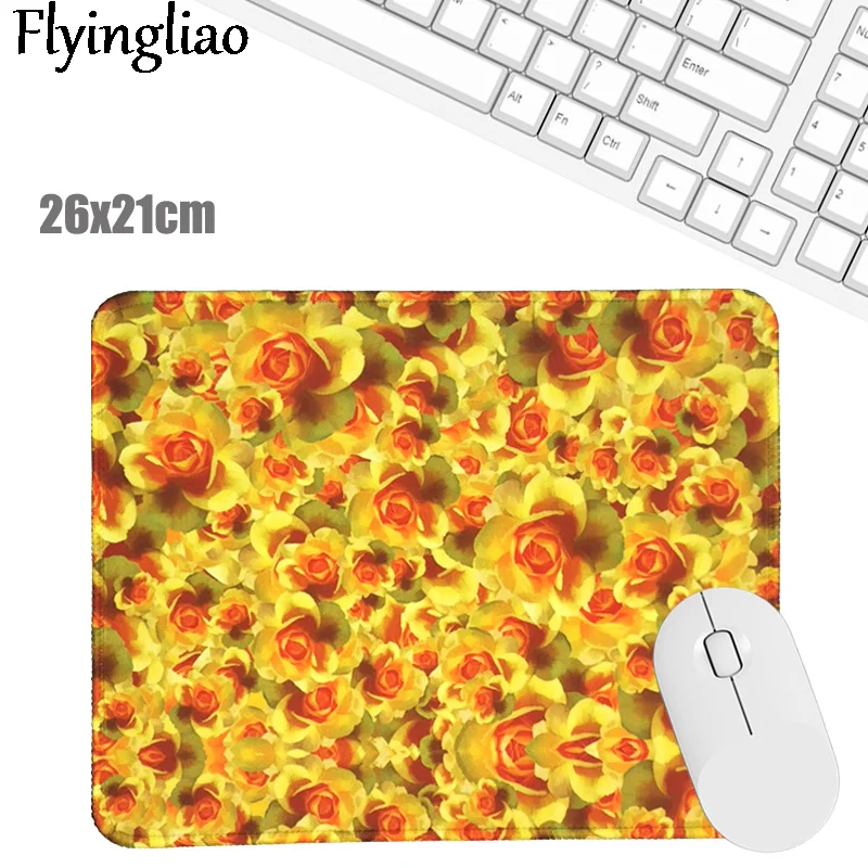 Yellow Flowers Mouse Pad Desk Pad Laptop Mouse Mat for Office Home PC Computer Keyboard Cute Mouse Pad Non-Slip Rubber Desk Mat