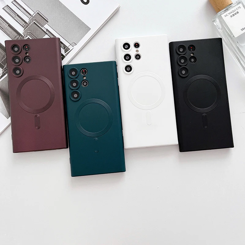 Vezeték nélküli töltés puha matt szilikon tok Samsung Galaxy S22 S21 S23 Ultra Plus FE telefonvédő tok_voghion.com