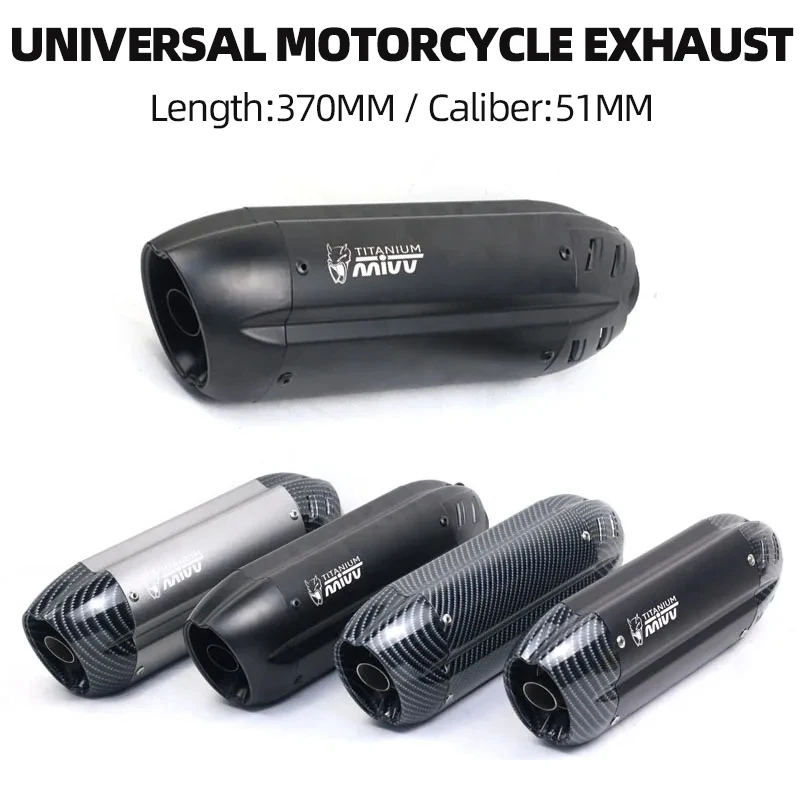 

51MM Universal Motorcycle mivv Exhaust Muffler Pipe for Z250/800/900 R1/3/6/25 MT07 ZX10R/6R ETC Moto Exhaust Tube Modification