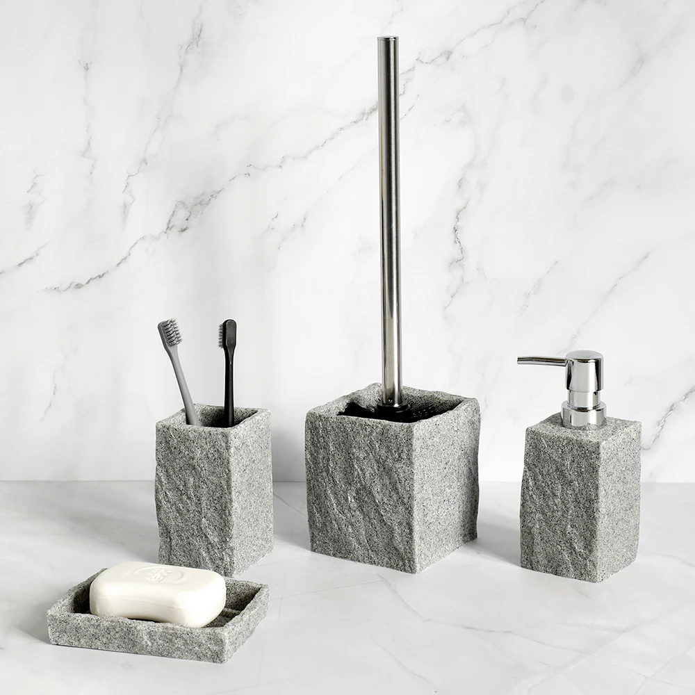 Bathroom Accessories Set Or Single Imitati Granite Iiquid Soap Dispenser Toothbrush Holder Cup Soap Dish Toilet Brush Holder