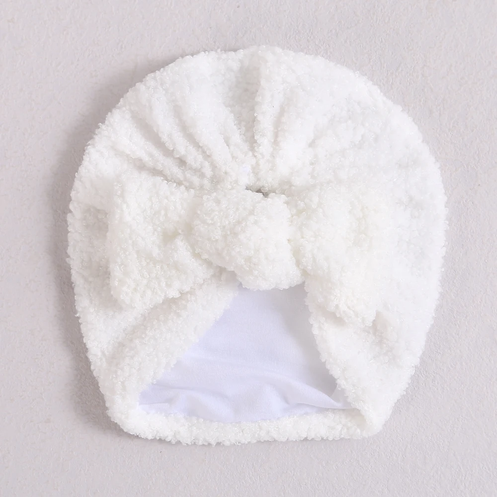 Lamb Fleece Baby Girl Hat Solid Color Breathable Babies Turban Newborns Bonnet Infant Summer Kids Elastic Headdress Accessories Baby Accessories luxury	