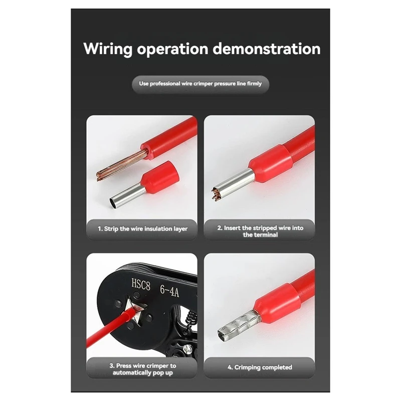 HSC8 Cable Wire Crimper Crimping Tool Plier Set 6-4/6A 23-7AWG Self 1200Pcs Cord End Bootlace Ferrules Terminals Kit 2
