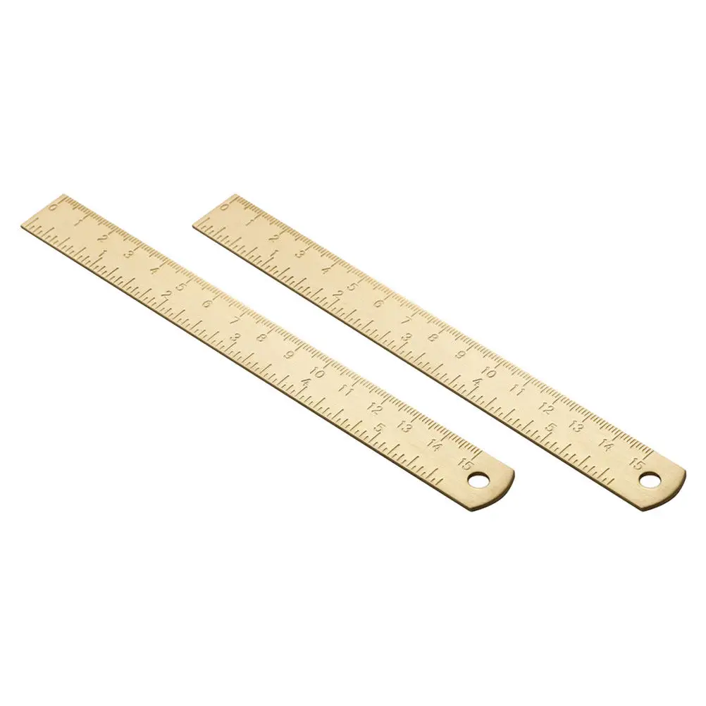 2Pcs 다기능 황동 북마크 눈금자 빈티지 스트레이트 눈금자 휴대용 학습 드로잉 용품 드로잉 액세서리