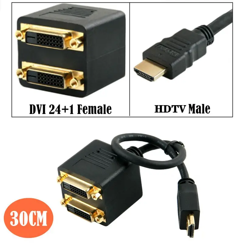 HDMI-Compatible-To-DVI-Y-Line-Twin-Line-HDMI-Compatible-Male-To-Two-DVI ...