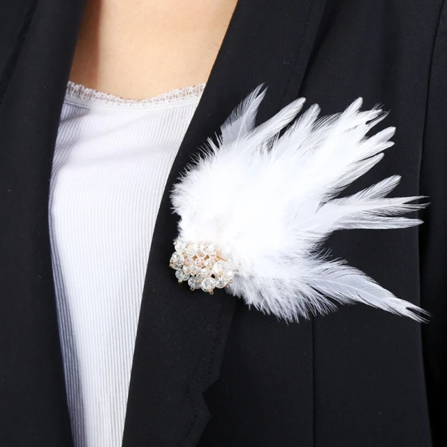 Unisex Feather Brooch Women Fashion Lapel Pins Hair Hat
