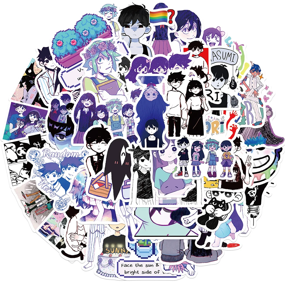 

10/30/50Pcs Game Omori Stickers Cool Anime Decal Waterproof Graffiti Skateboard Laptop Phone Sunny Basil Cartoon Sticker for Kid