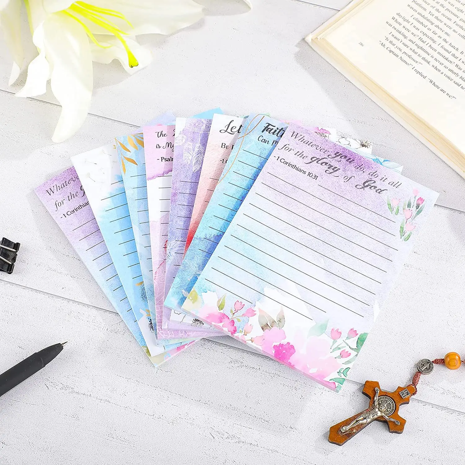 30 Sheets Watercolor Floral Sticky Notes Notepad Self-Adhesive Memo Message Reminder  sticker Home Office School Supplies - 3