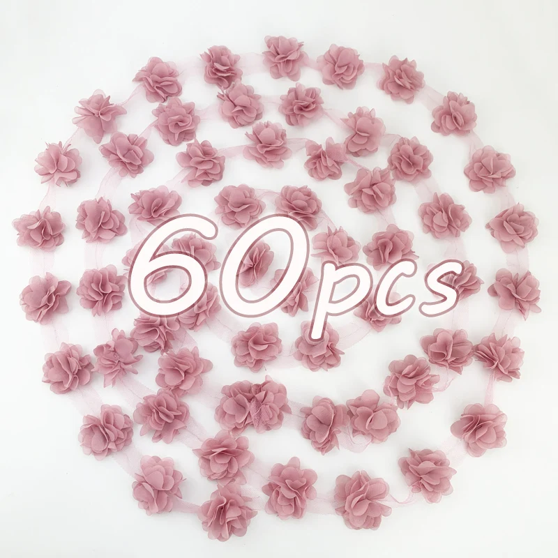(60pieces/lot) 50mm Petal Chiffon Lace Fabric Webbing Decoration Love Gift Ribbons Crafts Handmade DIY Flower Laces
