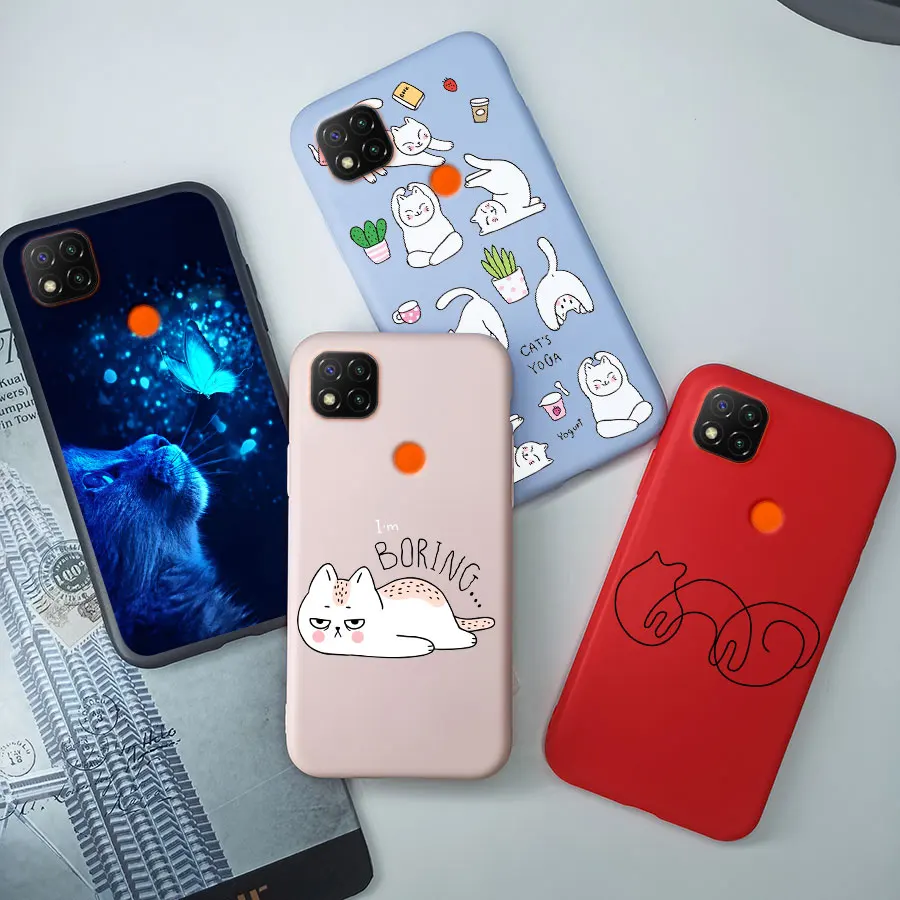 

Милый чехол для Xiaomi Redmi 9C, телефонный чехол для телефона, силиконовый чехол с забавным котом для Xiaomi Redmi9C, Redmi 9C, задняя крышка