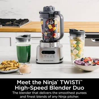 Ninja SS151 TWISTi Blender DUO, High-Speed 1600 WP Smoothie Maker & Nutrient Extractor* 5 Functions Smoothie, Spreads & More 2