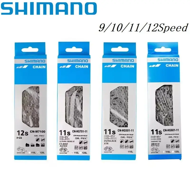 SHIMANO-Estrada MTB Cadeia de Bicicleta, 9 Velocidade, 10 Velocidade, 11 Velocidade, 12 Velocidade, HG53, HG54, HG95, HG701, M8100, 116, 126 Ligações, 8V, 9V, 10V, 11V, 12V