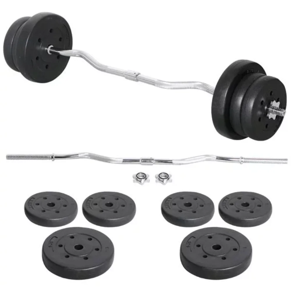 

55lb Barbell Dumbbell Weightlifting Set Black
