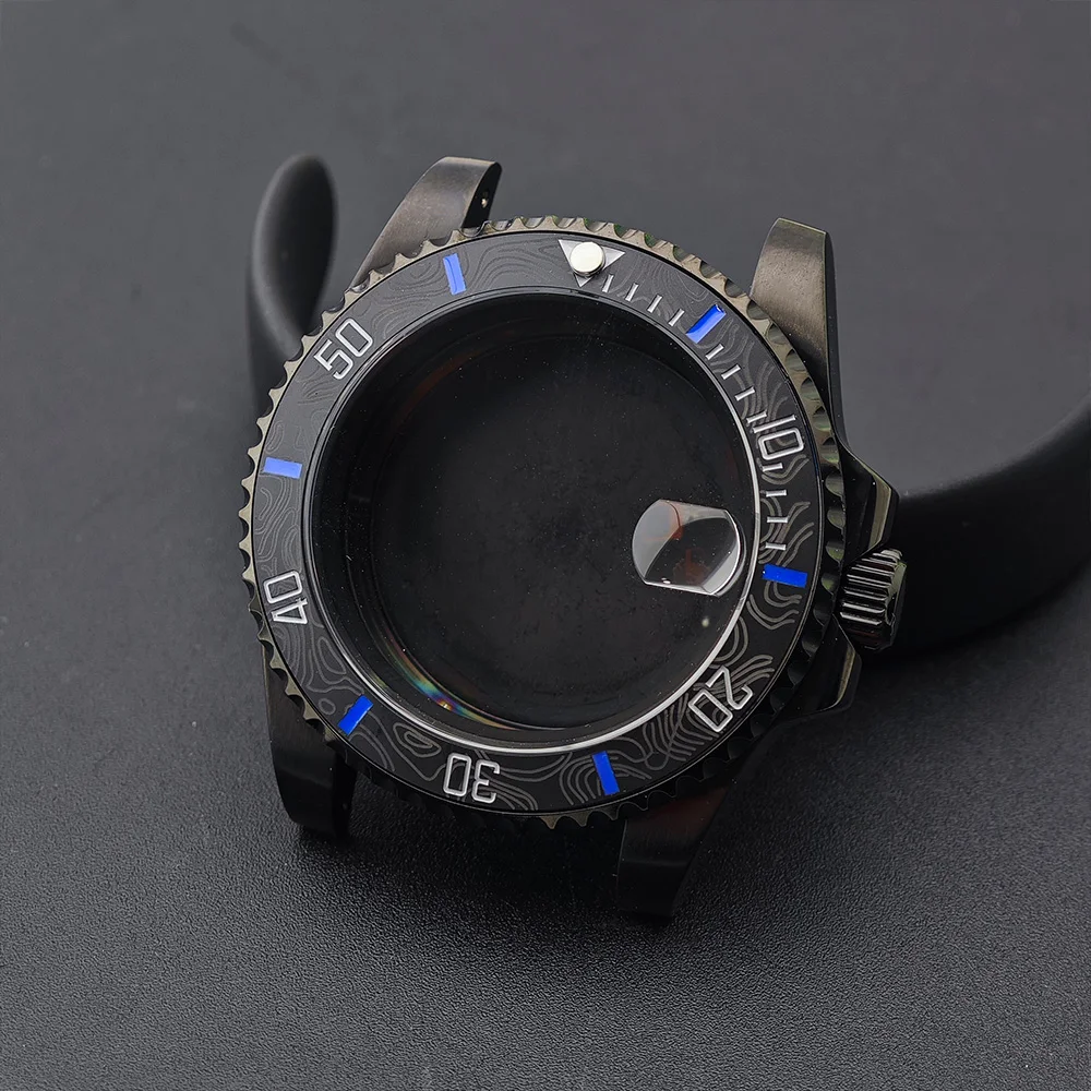 Men's Watch Replacement Bezel Insert with Tilted Ceramic and Carbon Fiber Texture