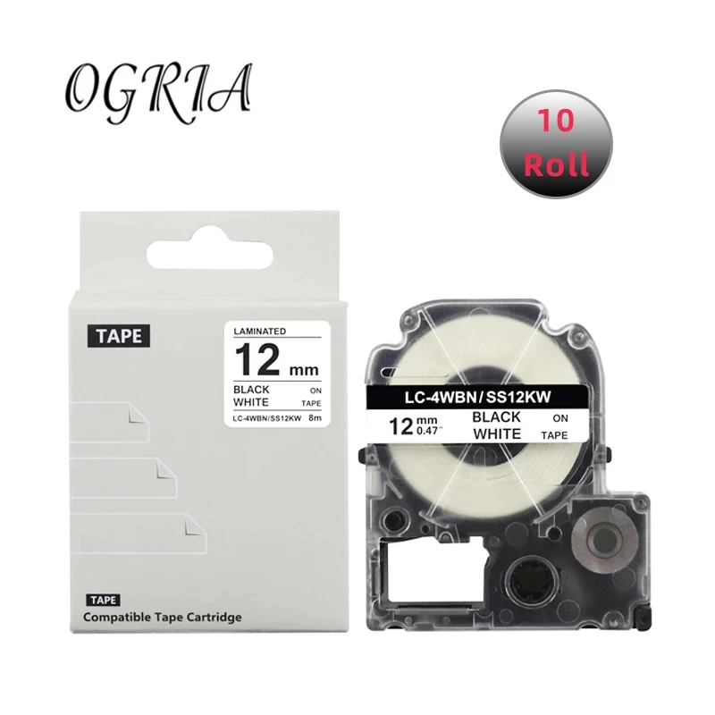 10-PK-SS12KW-12mm-Label-Tape-Compatible-for-Epson-Label-Printer-LW ...