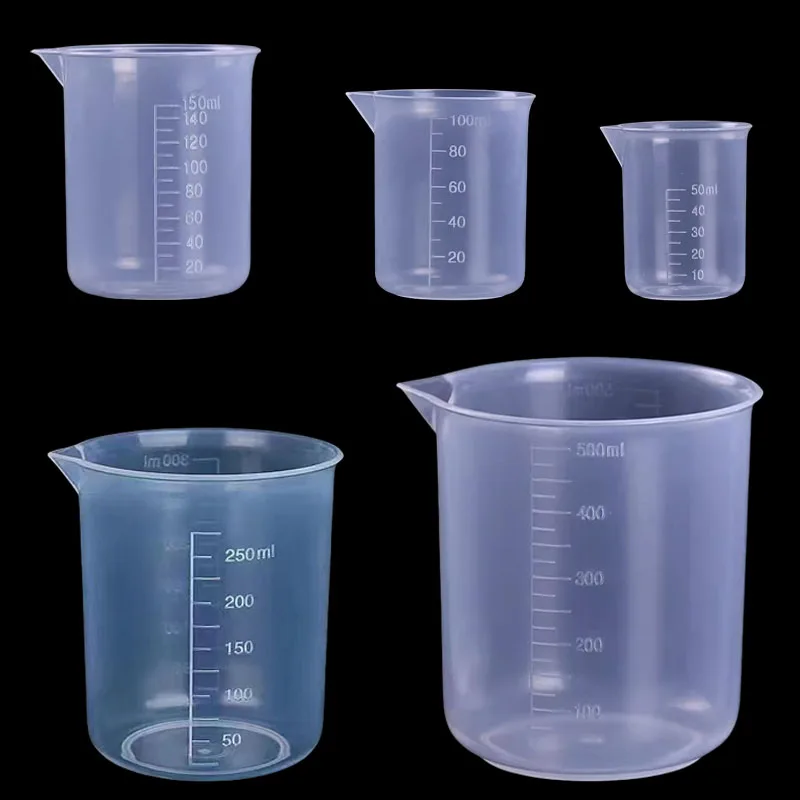 

3/5 pcs Plastic Transparent Measuring Cup Laboratory Beaker Pour Spout Liquid Jug Measurement Tool Kitchen Baking Supply