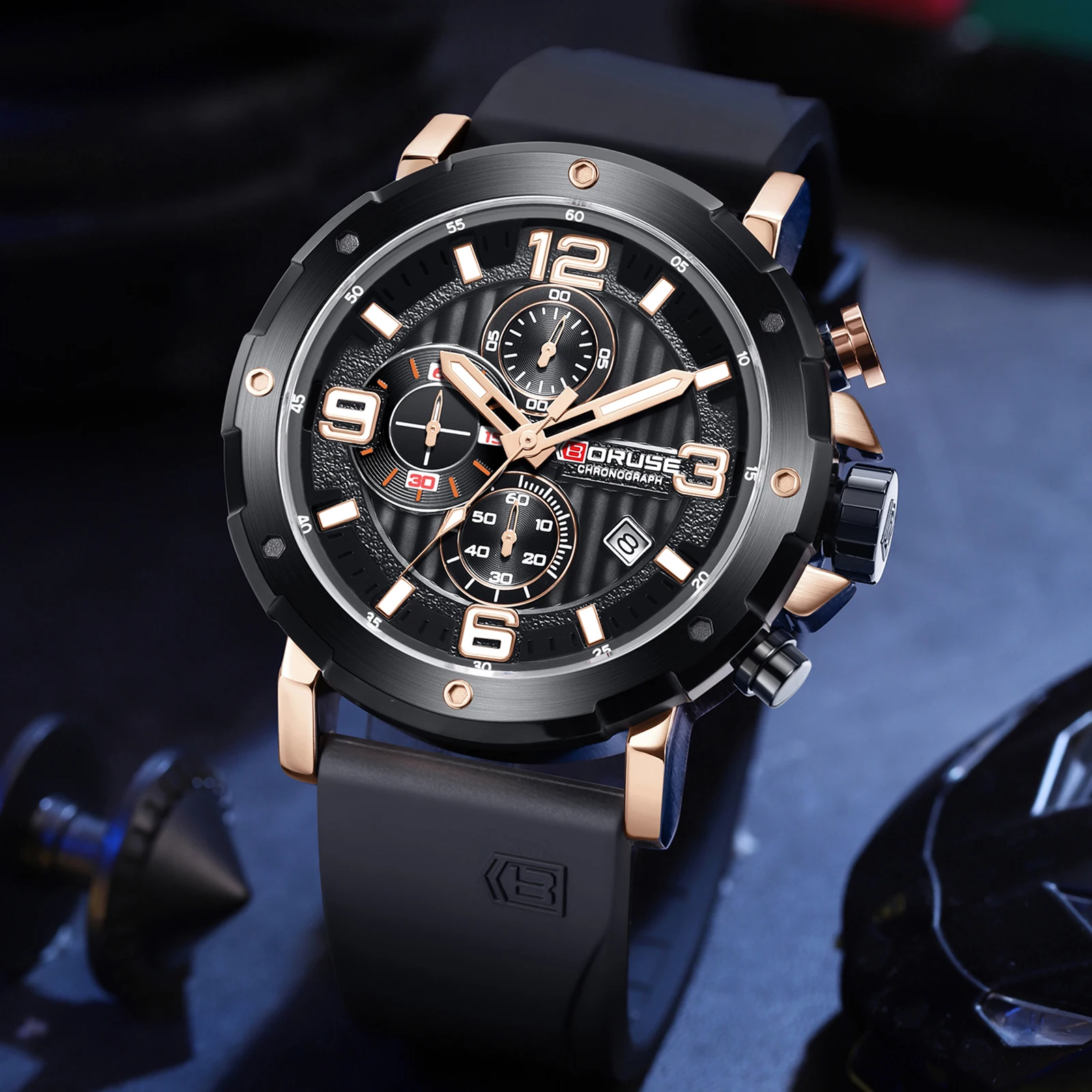 BORUSE Design Sports Men Quartz Wristwatch Luxury Bussiness Watch for Men Stainless Steel Waterproof Clock Relogios Masculino