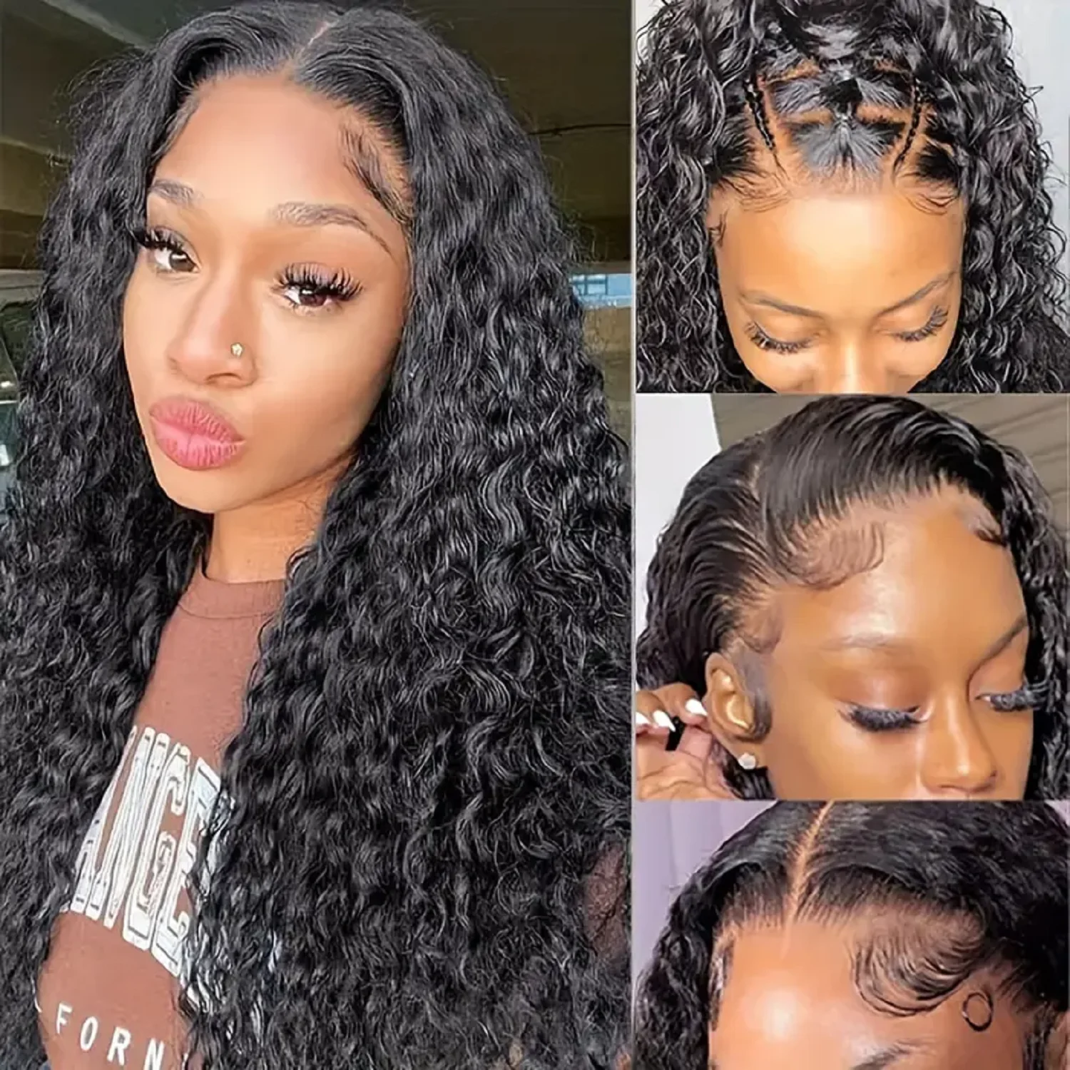 

4x4 Lace Front Wig Human Hair Kinky Curly Wig 130% Density 13x4 Lace Frontal Human Hair Wig Natural Hairline With Baby Hair