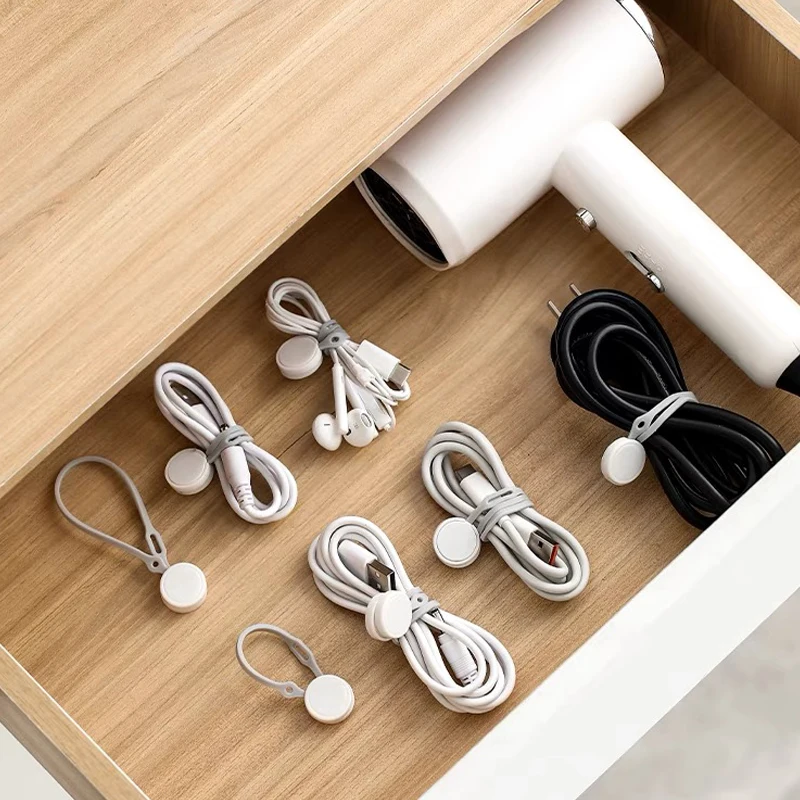 Magnetic Cable Ties Silicone Management Ties Magnet Twist Reusable Cord Clips 10Pcs