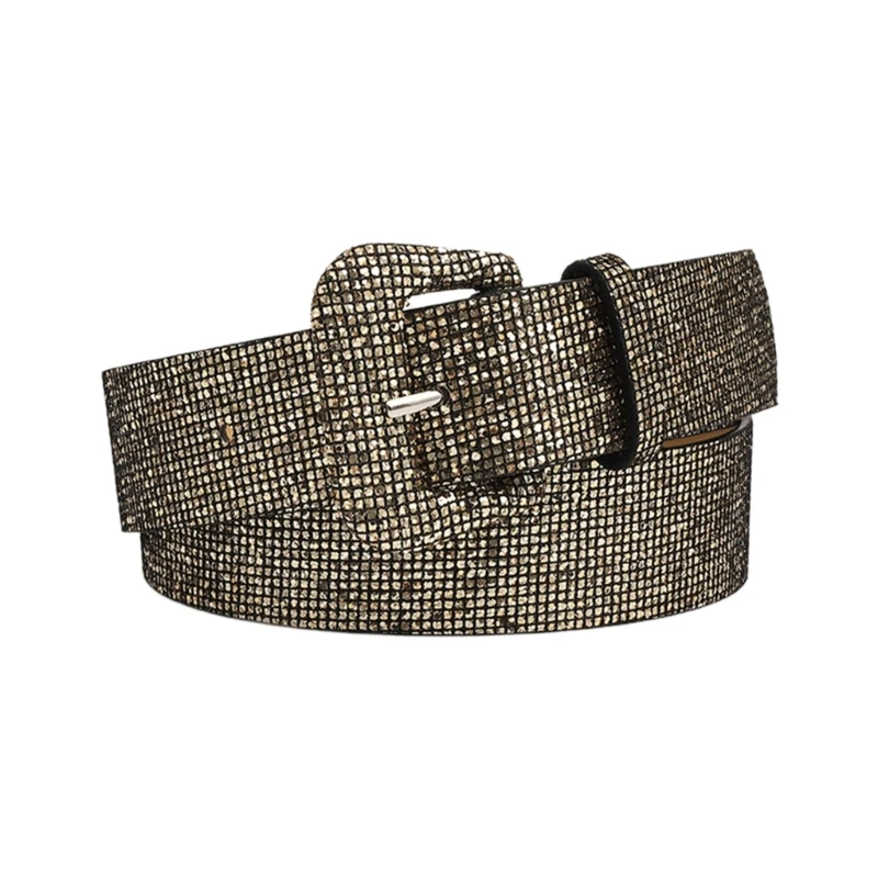 

Adult Shinning Sequins Belt for Dress Coat Jeans Waist Belt Harajuku Sequins Wide Waist Belt Ladies Formal Belt
