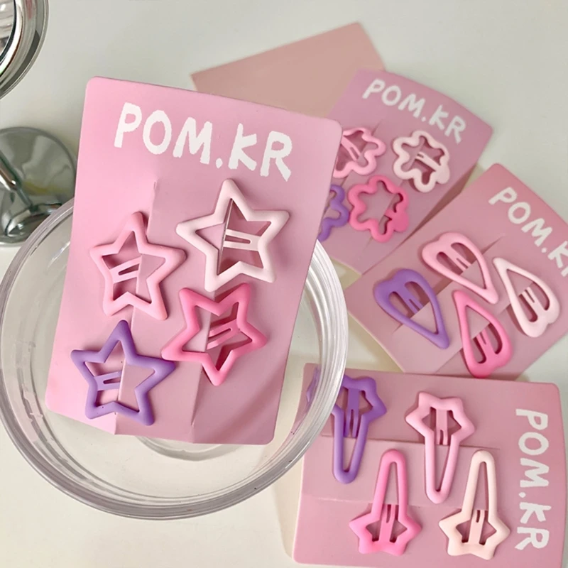 여자를위한 24pcs 금속 머리핀 팩, 스타/하트/꽃 모양 헤어 바레트 모듬 디자인의 귀여운 헤어 클립