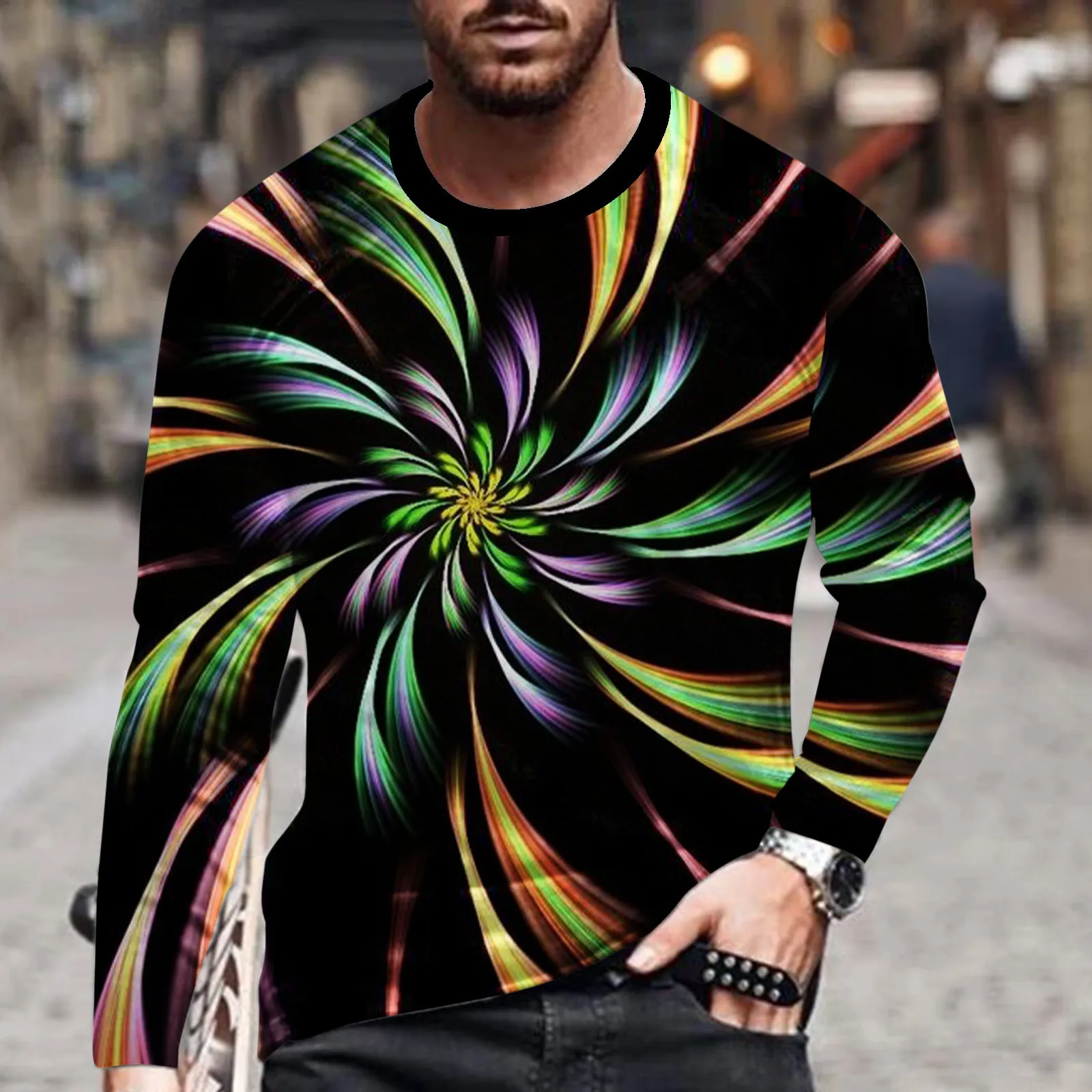 3D Print Long Sleeve T Shirt Streetwear Tops