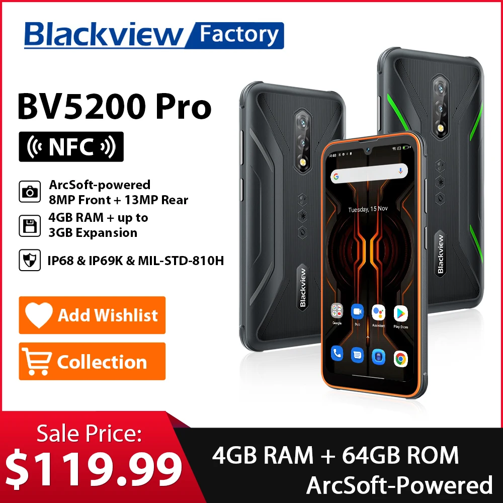 Blackview BV5200 Pro Arcsoft Robuuste Smartphone 4Gb 64Gb Octa Core