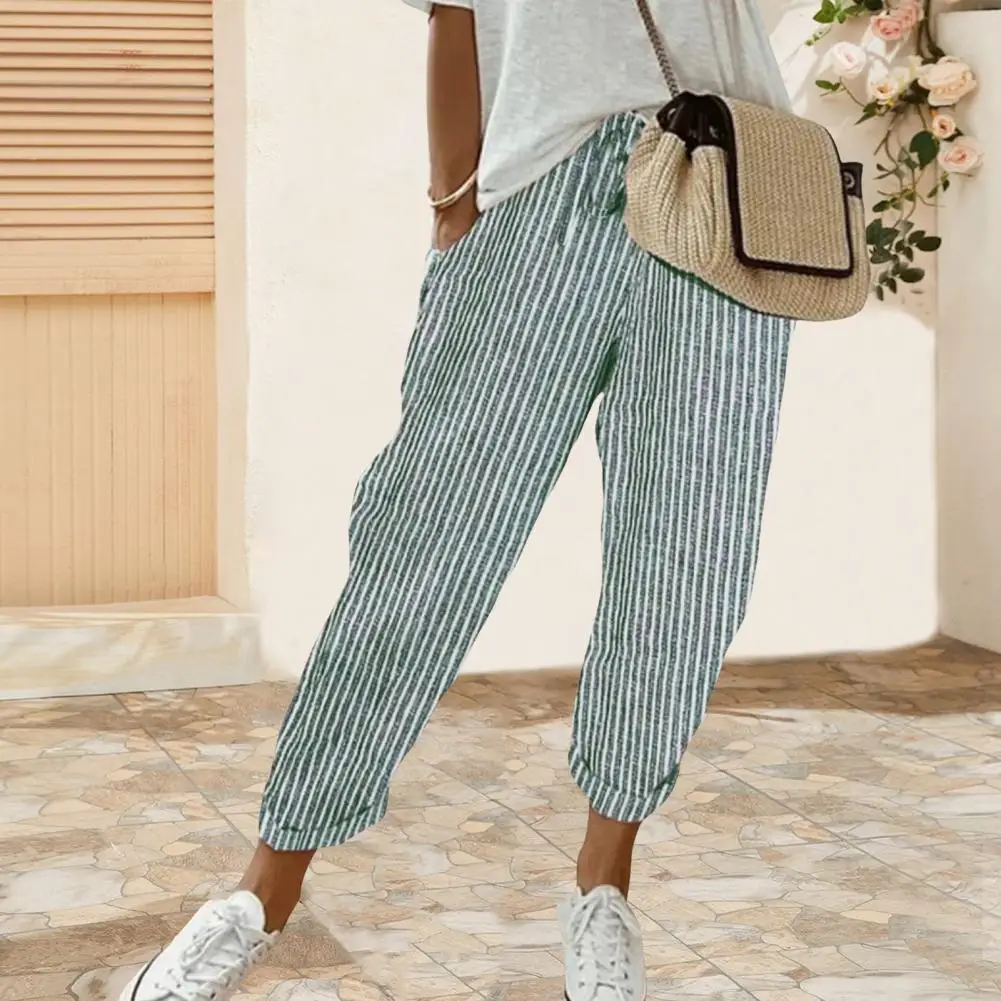 Women's Striped Sequined Deep V One-piece Casual Pants