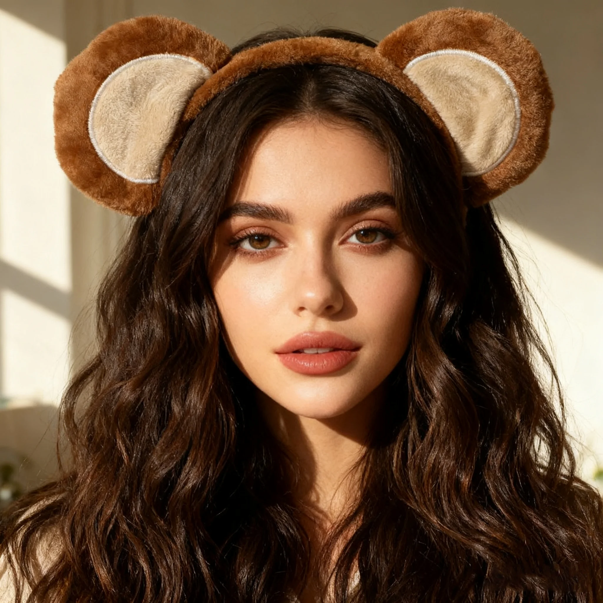 1pc Fashion Plush Hairband For Women Girls Fluffy Bear Ears Headband Vintage Hair Hoops Cute Festival Party Hair Accessories