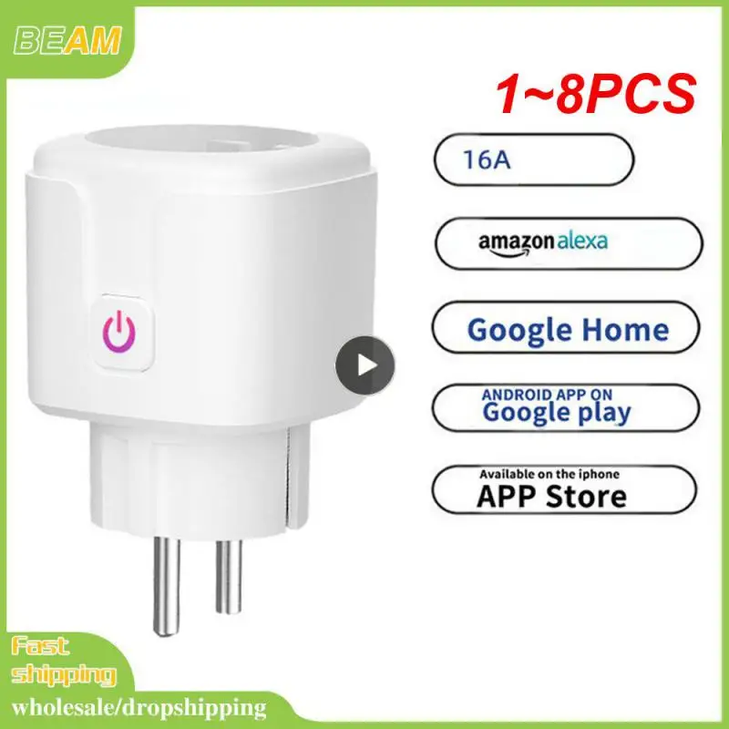 

1~8PCS Smart WiFi Plug Adaptor 16A Remote Voice Control Power Monitor Socket Outlet Timing Function work with Alexa Home