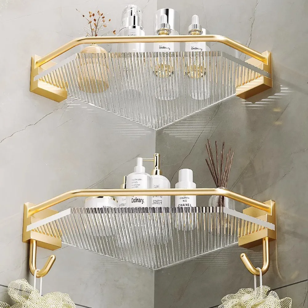 

Настенные полки для ванной комнаты, съемная Простая Стойка для хранения шампуня, без перфорации с крючком, угловая душевая стойка для хранения