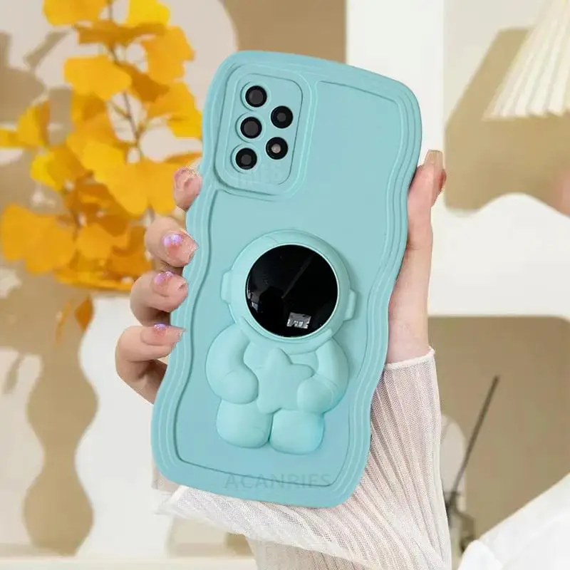 thumbnail image 1 of A 53 52 23 Astronaut Holder Wavy Silicone Case For Samsung Galaxy A52 A53 A33 A23 A13 A73 A72 A32 4g 5g Stand Cover A54 A34 A14, 1 of 5