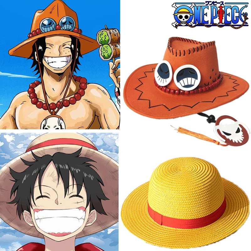 Chapéus de vaqueiro cosplay d ace luffy, anime one piece, chapéus