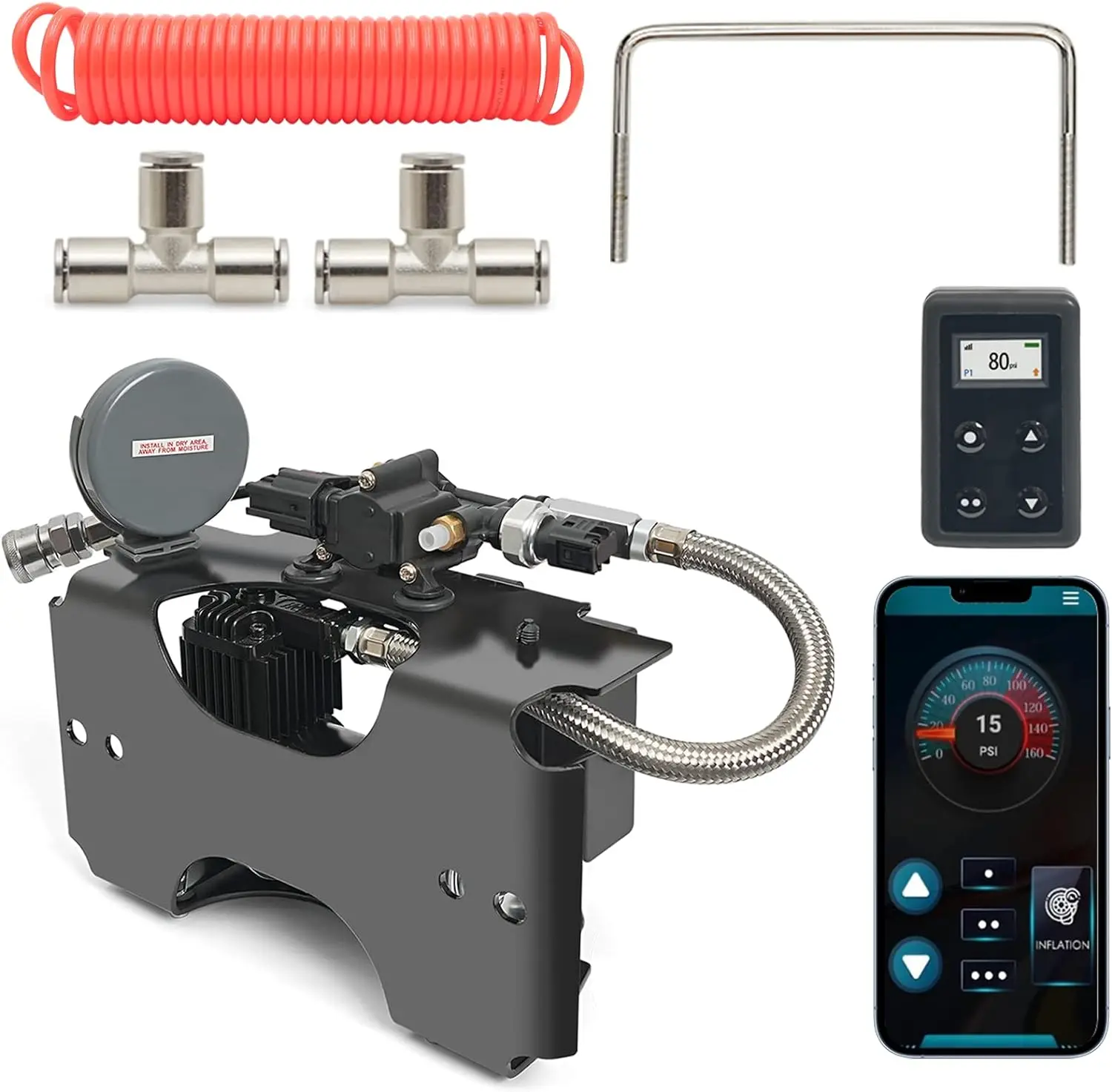 

WirelessOne (2nd Generation) Compressor System with EZ Mount Compatible with Air lift Firestone Air Spring Kit Replace