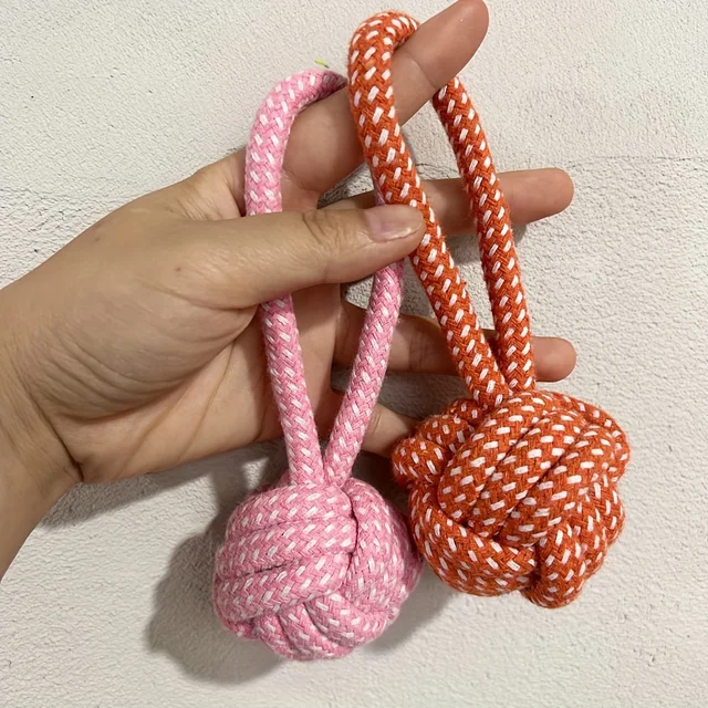 2pcs Pet Dog Cat Chew Toys- Braided Rope Ball Interactive Tug-of-War with Texture Surface,Suitable for Small/Medium/Large Dogs 2