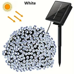 Outdoor Solar LED Fairy String Lights for Christmas and Garden Decor (White)