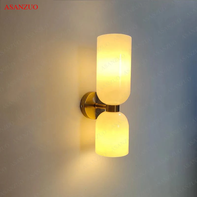 Nordic LED Wall Lamps Tricolor Glass Bedroom Bedside Lamp Living Room Background Corridor Foyer Creative Sconce Light Fixture