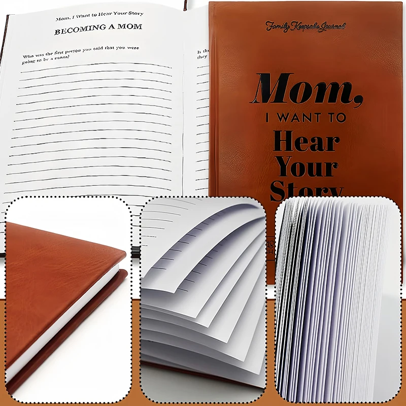 Mom I Want To Hear Your Story Leather Hardcover Ribbon Bookmark Mom Tell Me Your Life Story Journal Meaningful Memory Journal notebook diary journal,notebook diary