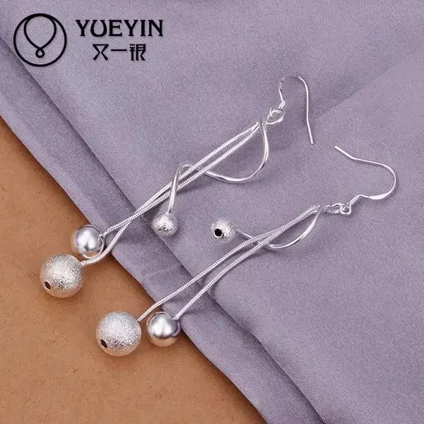 Jewelry Sets for Women 925 Sterling Silver Necklace Dangle Drop Earrings Matte Beads Snake Chain jewelry set silver jewelry silver jewelry set